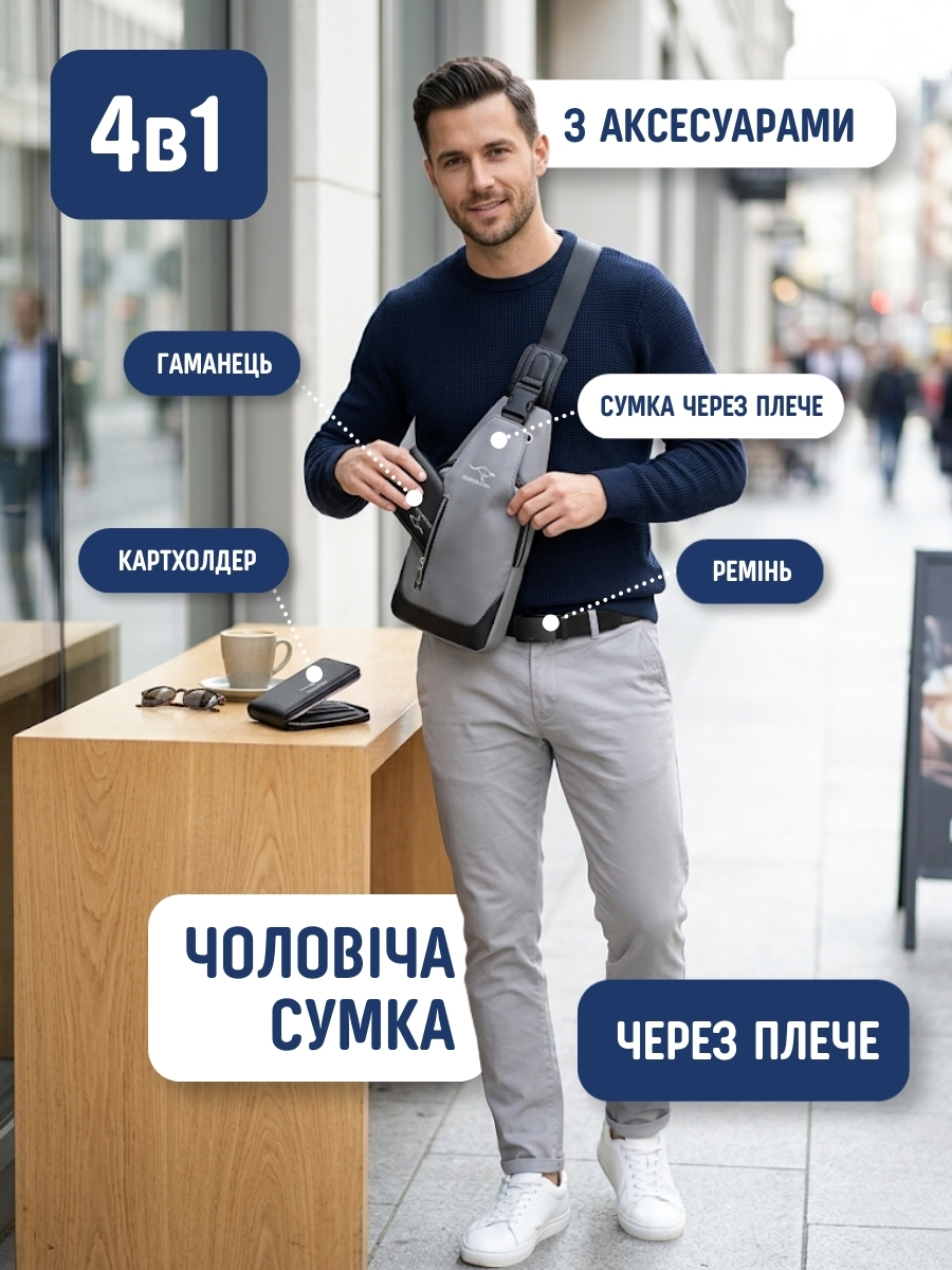 Чоловіча сумка через плече 4в1
